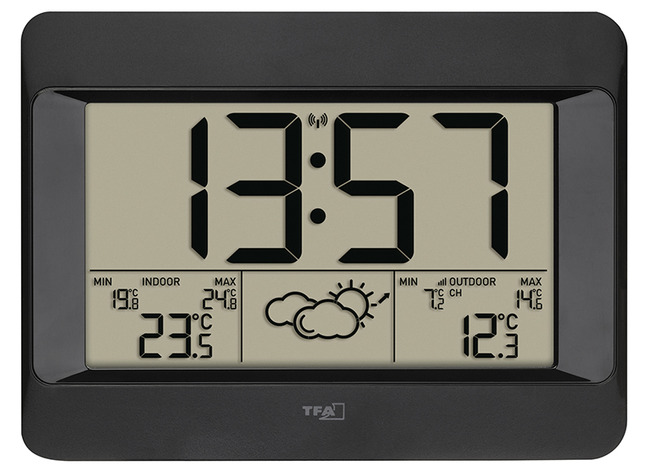 Weer - weerstation - digitale meter - met zender voor binnen en buitentemperatuur - per stuk