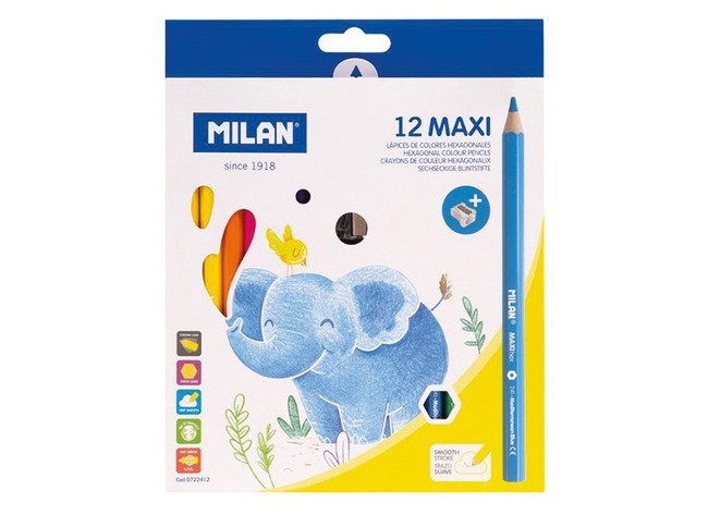Potloden - kleurpotloden - Milan - maxi - zeshoekig - set van 12 assorti